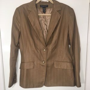 New York & Co Womens Tan Pin Stripe Blazer Size 14